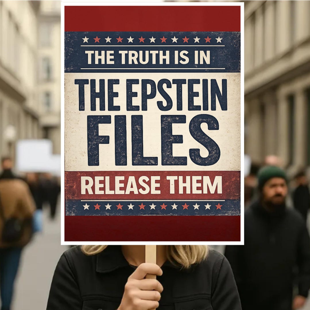 Epstein Files Protest Sign, Release Them Activism Poster, Distressed ...