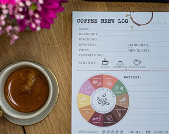 Notizblock Kaffeeverkostung | Coffee Brew Log | Coffee Tasting Notes | A5