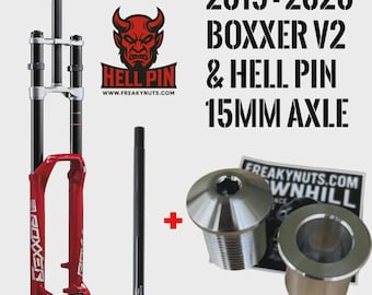 Rockshox Boxxer 20 mm auf 15 mm x 110 mm Boost Gabel Umbau Adapter V2 & Hell Pin Achse.