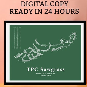 Impresiones del campo de golf TPC Sawgrass, cualquier póster de campo de golf personalizado en EE. UU., regalo para amantes del golf, regalo para papá, decoración de la habitación del golfista