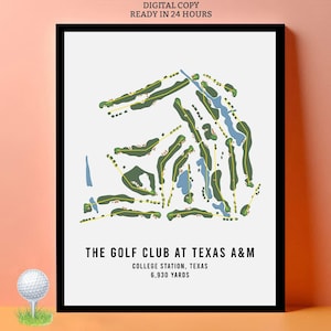 Impressão de mapa de campo de golfe personalizado, pôster para qualquer campo de golfe, presente de golfe para aposentadoria, arte de parede de golfe, presente para jogador de golfe, presente para ele