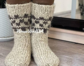 Calcetines de lana tejidos a mano: unisex, cómodos para el invierno, unisex, para Navidad. Tallas estadounidenses (5-15)