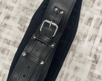 Vintage 80s 90s Italy Made Wide Black Assymetrical Leather  display picture 1