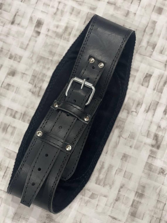 Wide Leather Belt for Men, Handmade Black Biker Belt, Motorcycle Wide Waist Belt, Vintage Men's Leather Belt Adjustable Heavy Duty Belt 5.9"