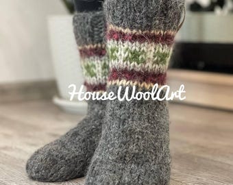 Handmade Wool Socks: Thick, Warm, Cozy - Unisex Christmas USsizes (5–15)