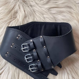 Wide Viking Leather Belt Width  5.9&quot;  – Norse Embossed Design – Adjustable Medieval Cosplay, LARP, Fantasy or Renaissance Costume Accessory