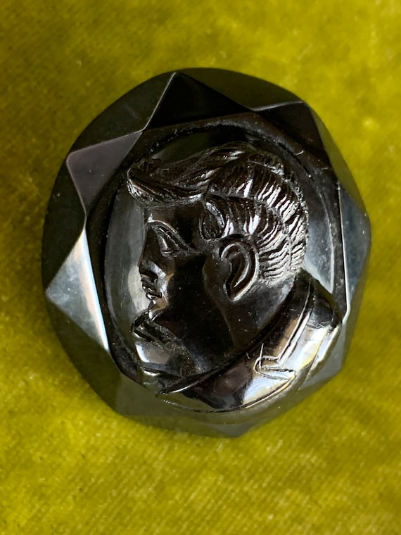 Whitby Jet Antique Mourning Brooch - image 1