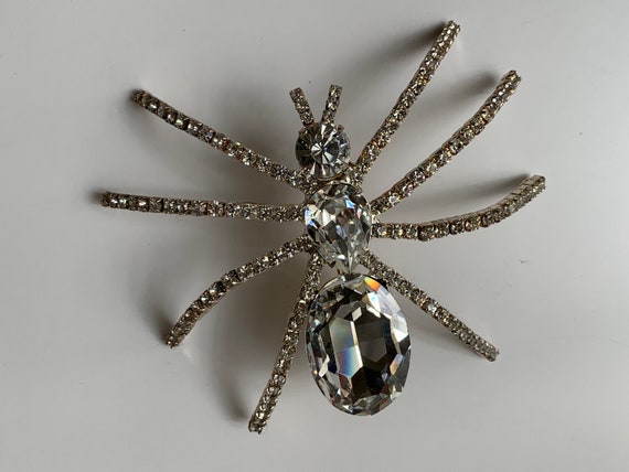 Vintage Huge Rhinestone Spider Brooch