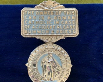 Vintage Saint Christopher Catholic Car Badge - Gold Tone