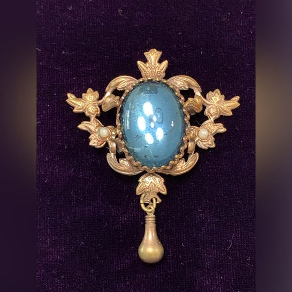 Antique Gripoix Style Glass Brooch