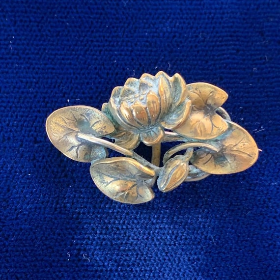 Antique Art Nouveau Water Lily PSCO Watch Pin - image 1