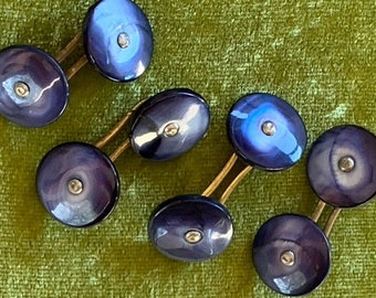 Antique Blue Dyed MOP Buttons (4)