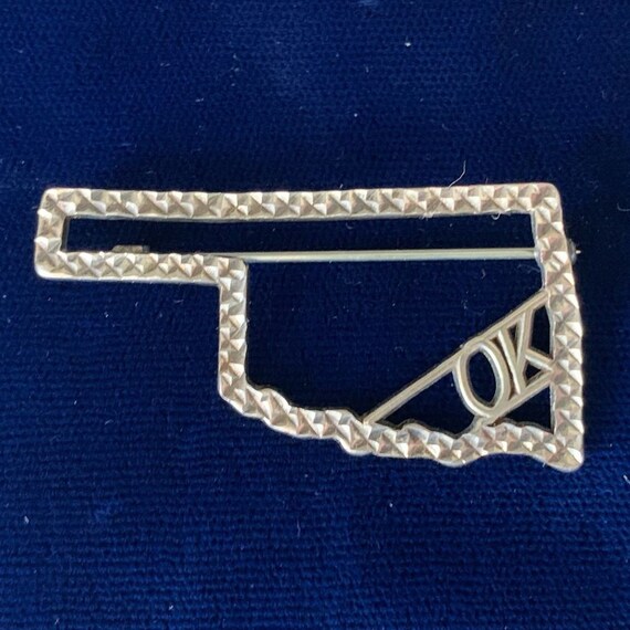 Vintage Sterling Silver Unsigned OKLAHOMA Brooch