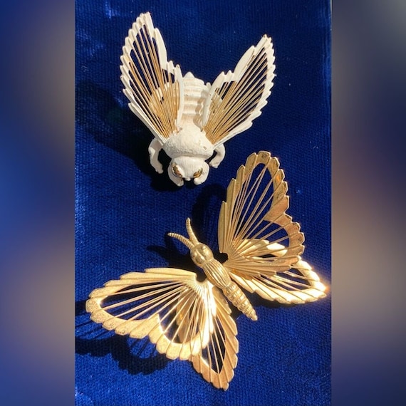 Monet Insect Brooches Bee and Butterfly