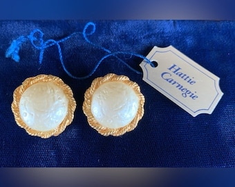 Hattie Carnegie Clip On Button Earrings With Original Tag
