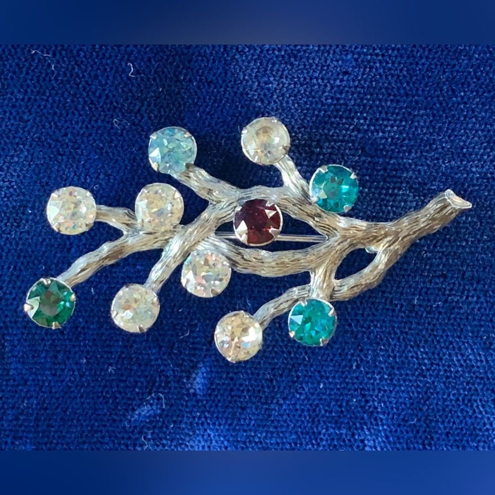 Broche Vintage Arbre Argenté - Bijou Ancien, Bon état, Fabrication Française