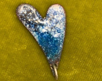 Vintage Enamel Heart Charm Hallmarked