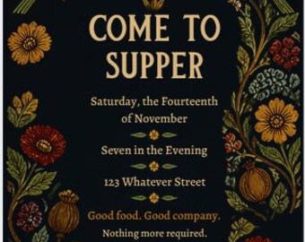 Arts & Crafts Supper Suite, Editable Canva Invitation, Menu, Place Cards (Digital Download)