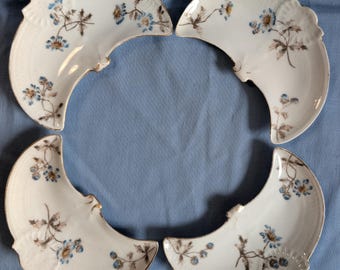 Antique Haviland Limoges Crescent Bone Dishes – Wildflower Daisy Spray, Gold Rim (Set of 4)