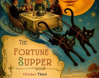 Vintage Halloween Fortune Supper Invitation Template, 1900s Style (Digital Download)
