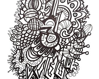 Página para colorear, póster, póster imprimible, colorear, póster para colorear, colorear para adultos, pintura, arte, arte imprimible, arte para colorear