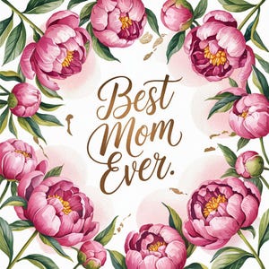 Beste Mutter aller Zeiten Blumen Aquarell Zitat | Muttertag hochauflösende PNGs | Druckbare Grafik für Geschenke und Bastelarbeiten