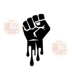 Raised Fist Dripping Effect Premium Clip Art – Bold Black Power Activist Graphic for Stickers, Shirts, Mugs, and More