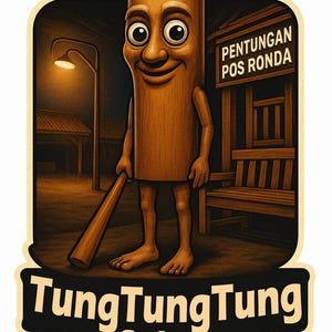 Clipart de meme de Tung Tung Tung Sahur / Divertido animal italiano estilo Brainrot PNG / Fondo transparente / Paquete de pegatinas y diseños de camisetas de memes