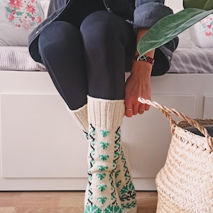 Handmade 100% Wool Knitted Womens Socks,Natural Wool Socks,Warm Winter Socks,Handmade Knitted Women Socks,Below The Knee Socks,Gift For Her