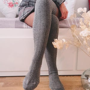 Women Over Knee Wool Socks,Warm and Soft Winter Socks,Knee High Socks,3 Different Colour Options,Lambswool,Gift For Her,Black,Grey