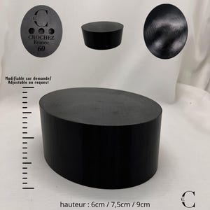 Könnte beinhalten: Schwarzes zylindrisches Objekt mit flacher Oberseite und einer Höhe von 6 cm, 7,5 cm oder 9 cm. Der Text "CROCHEZ France 60" ist sichtbar. Der Text "Modifiable sur demande/ Adjustable on request" ist ebenfalls vorhanden.