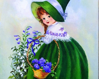 A Lucky Lass Art Print, St. Patrick's Day Art, St. Patrick's Day Decoration, Irish Lass Print, Irish Girl, Vintage Looking Irish Girl