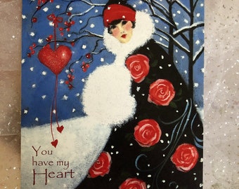 Valentine Art Print by Susan Rios, Valentine Art, Large Valentine Card, Art Deco Valentine, Valentine Decor