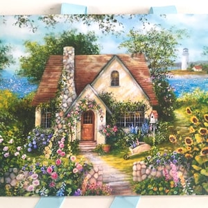 Cottage Seaside Garden Print, Cottage Print, Country Cottage Art, Cottage Decor, Cottage Wall Decor, Seaside Cottage Print