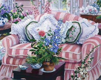 Susan Rios 'Coming Home' Art Print – Shabby Chic Pink Floral Cottage Decor