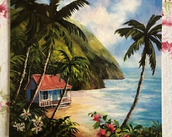 Vintage Hawaii Art Print, Hawaiian Coast Art Print, Tropical