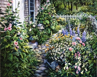 Summer Floral Garden by Susan Rios, Garden Art, Garden Decor, Country Decor, Garden Art Print, Country Garden Art