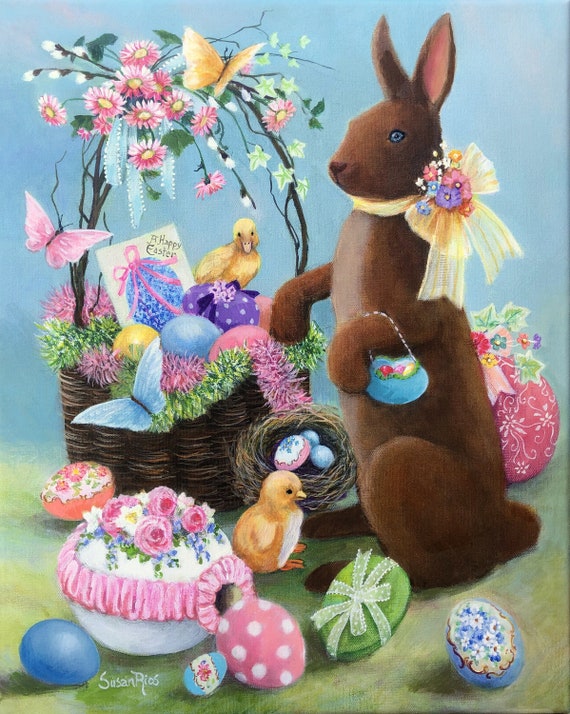 Easter Painting by Susan Rios, Easter Art, Easter Decoration, Easter Basket  and Easter Bunny Art, -  Finland