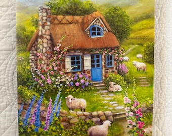 Irish Cottage Canvas Print, Cottage Wall Art,| Sheep Landscape, Cozy Country, Home Decor  Susan Rios
