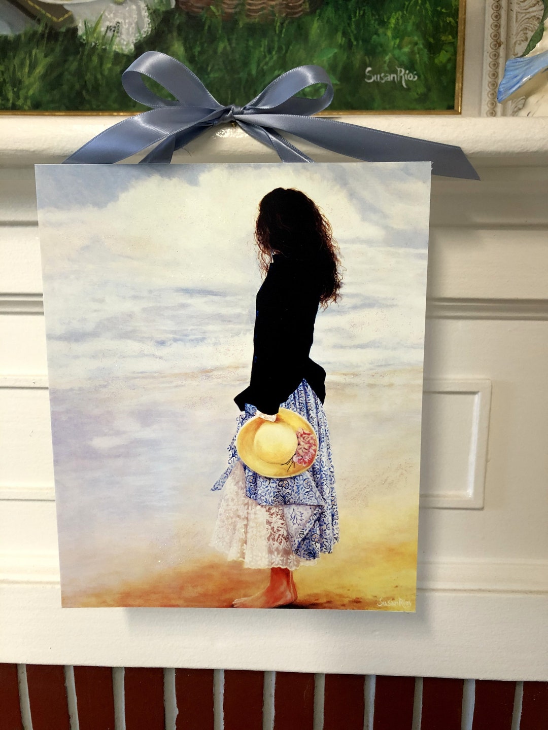 Woman on Beach by the Sea Art Print by Susan Rios: Romantic Seaside ...