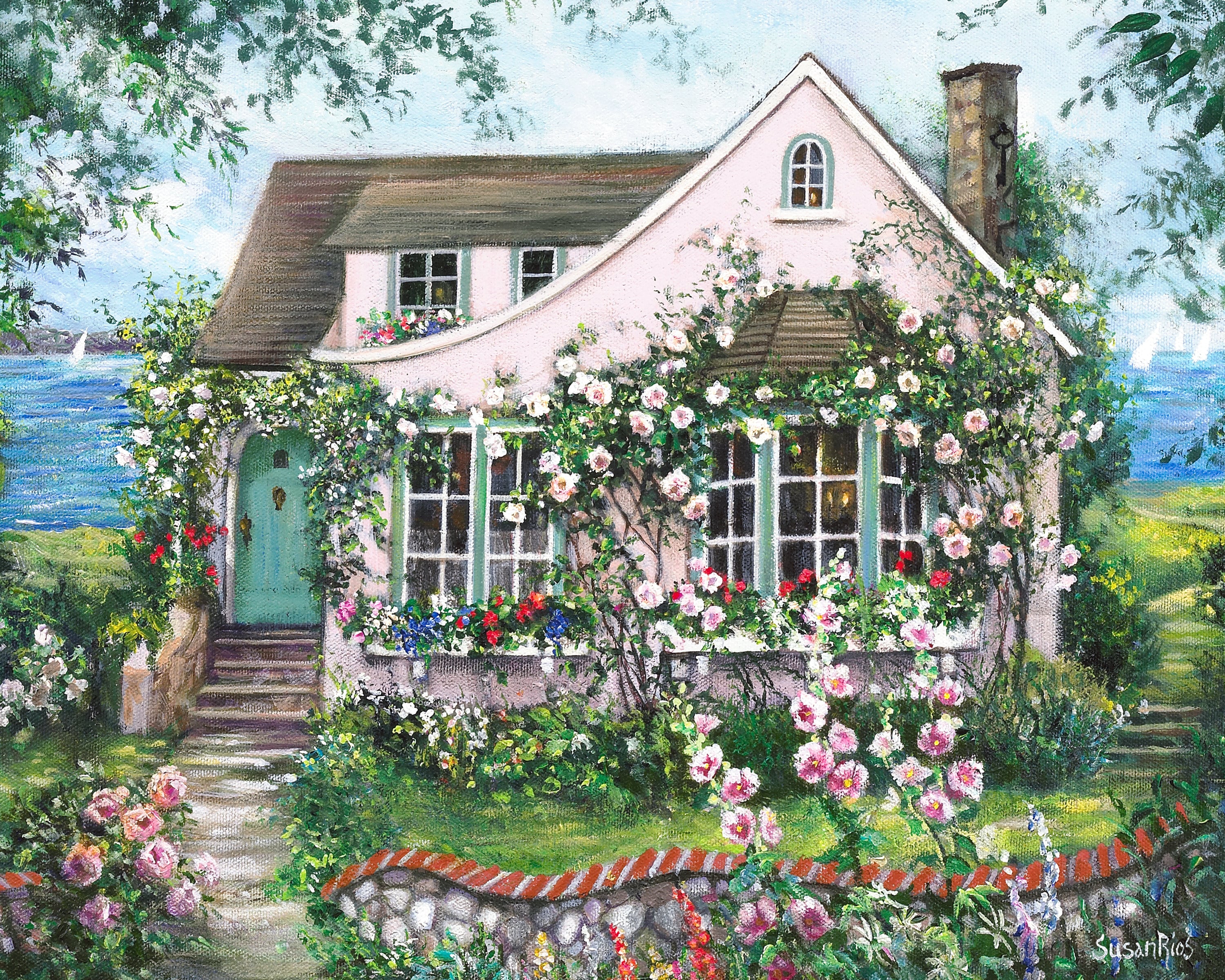 Rose cottage top rabbit hutch cover