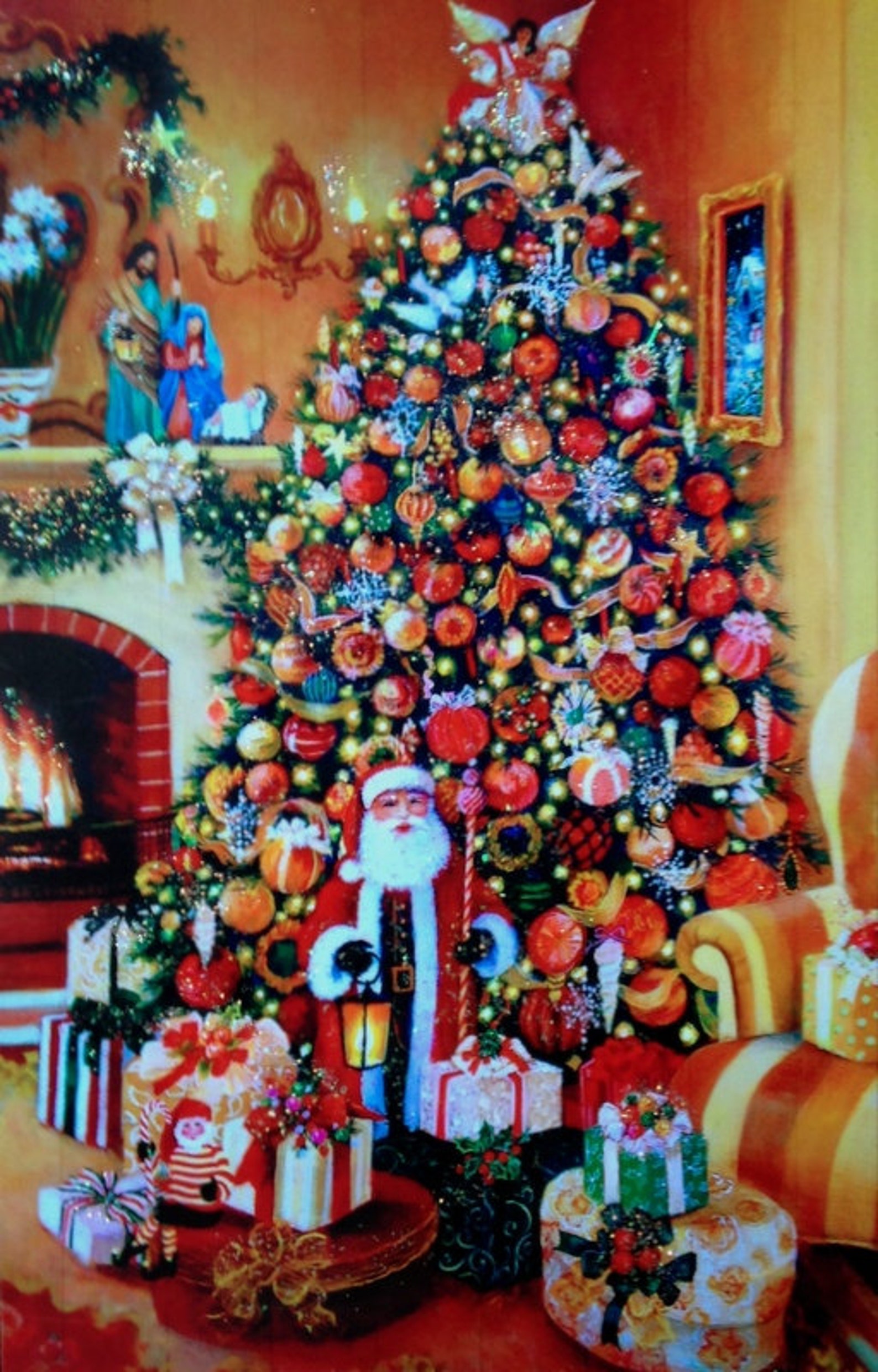 Christmas Art Christmas Print Christmas Tree Print Santa - Etsy