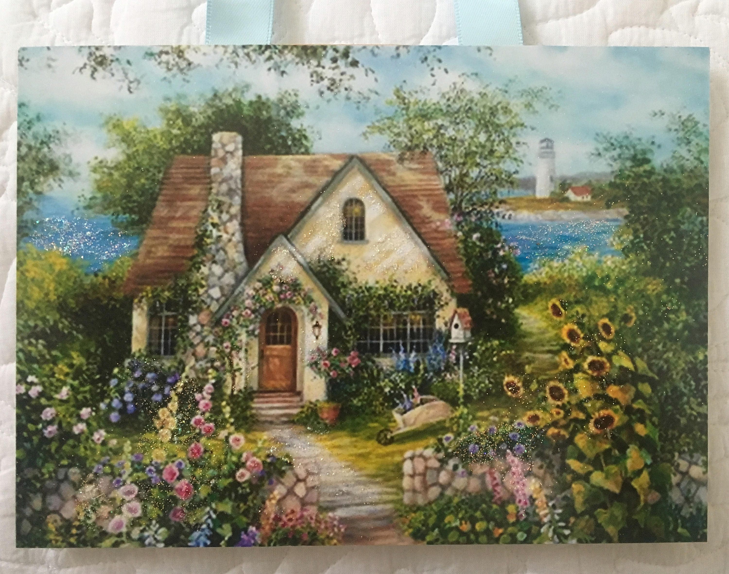 Cottage Seaside Garden Print, Cottage Print, Country Cottage