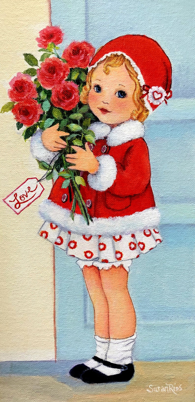 Susan Rios Valentine Art Print Miss Rose Vintage Style Wall Decoration ...