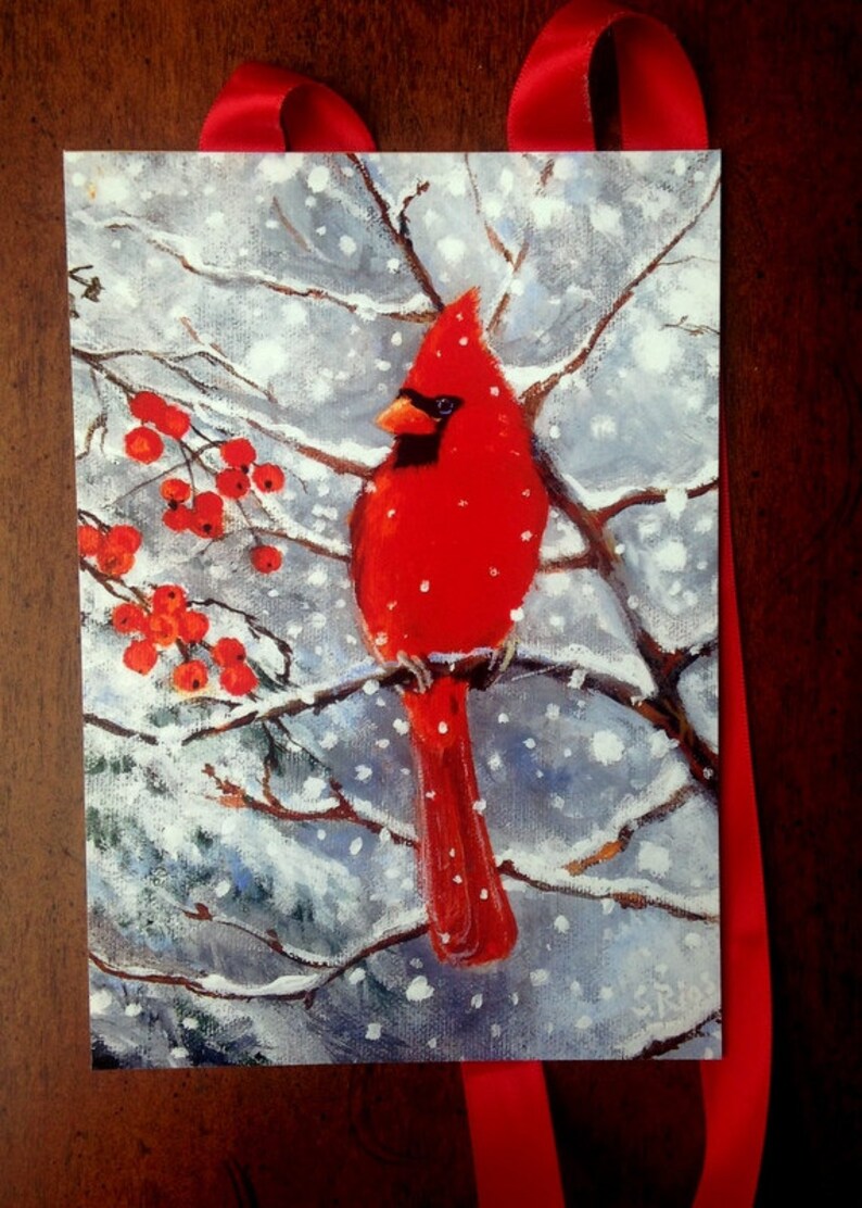 Red Cardinal Bird Print Cardinal in Snow Cardinal Art Etsy