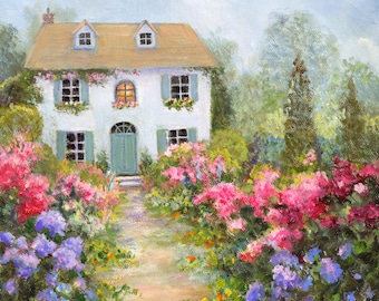 Maison Blanche White House Canvas Print by Susan Rios, French Home With Garden