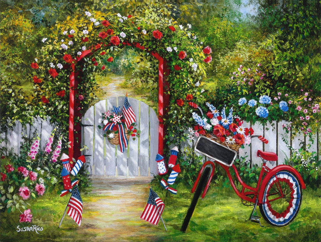 SALE Patriotic Art, 4th of July Decor, Red White and Blue Patriotic ...