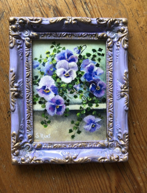 Art & Collectibles Oil Pansy Painting Flowers Original Art Floral