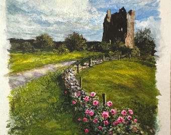 Irish Castle Ruins Giclee Print: Ireland Landscape Wall Art for St Patricks Day Decor