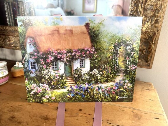 Rose Covered Cottage Art Print by Susan Rios, Floral Cottage